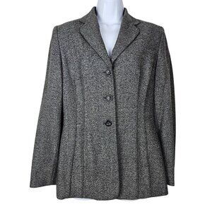 Ann Taylor Womens 100% Wool Gray Blazer Jacket Size 8 Button Closure Classy